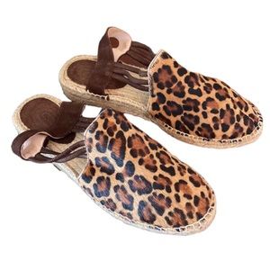 Picon Leopard Print Calf Hair Espadrille Sandal Shoes Size 9